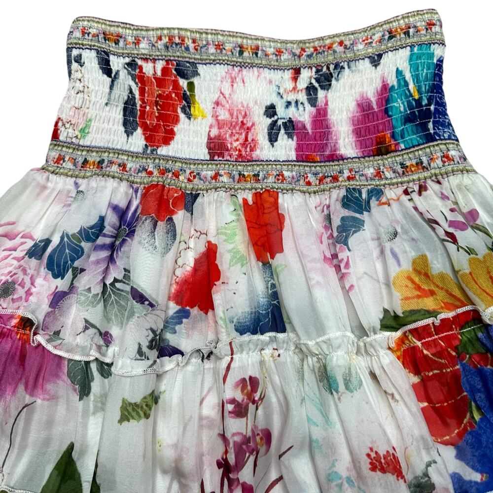 CAMILLA Shirred Waist Tiered Circle Skirt Women's Size Medium Silk Colorful Glam - Picture 5 of 12